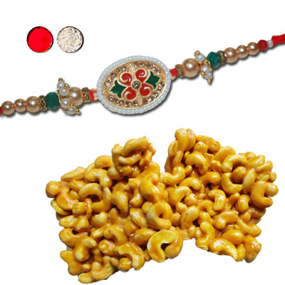 "AMERICAN DIAMOND (AD) RAKHIS -AD 4290 A, 250gms of KajuPakam - Click here to View more details about this Product